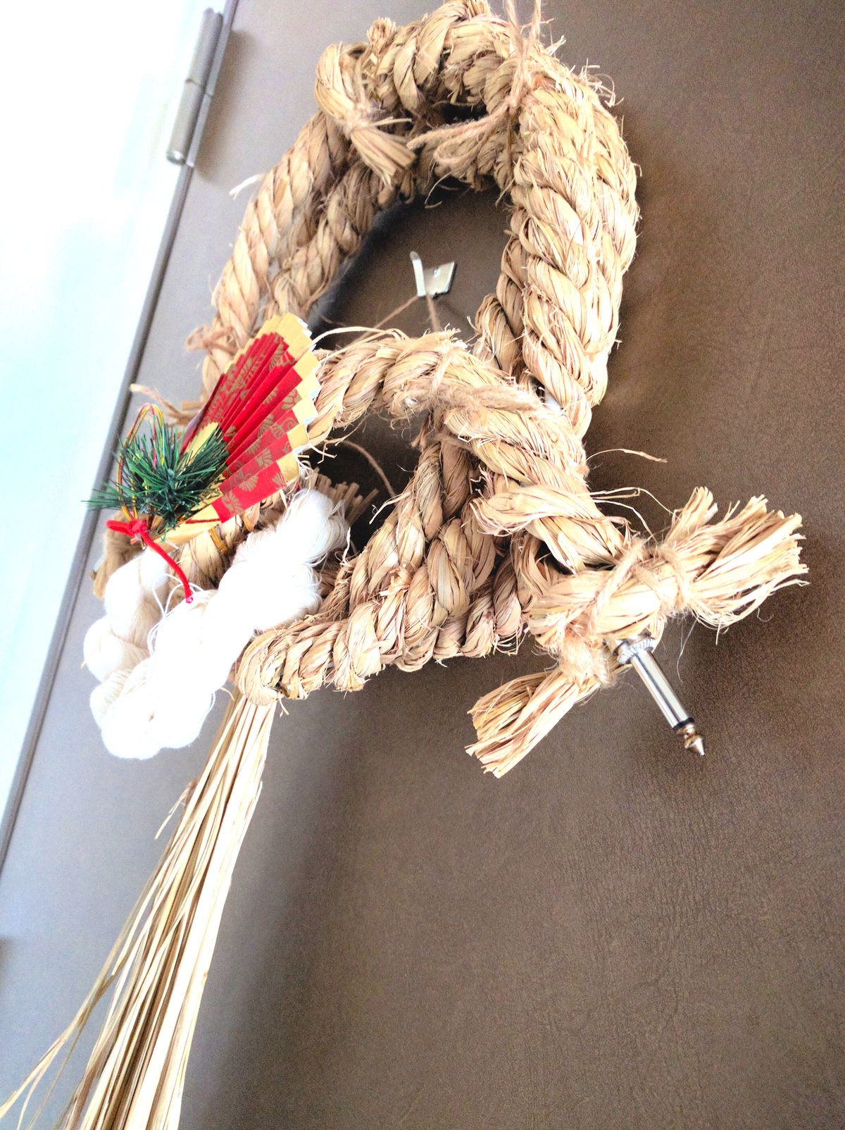 注連縄　合わせ注連 予約販売】雷綱大社・大雷注連縄しめ飾り・朱（扇大雷注連