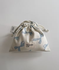 Organic cotton drawstring pouch/Ribbons/blue