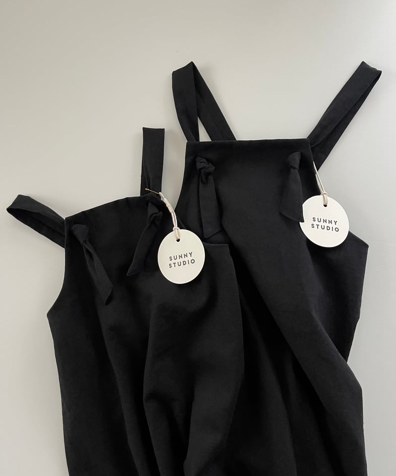 Taylor Linen Cotton Salopette/Black | SUNNY STUDIO