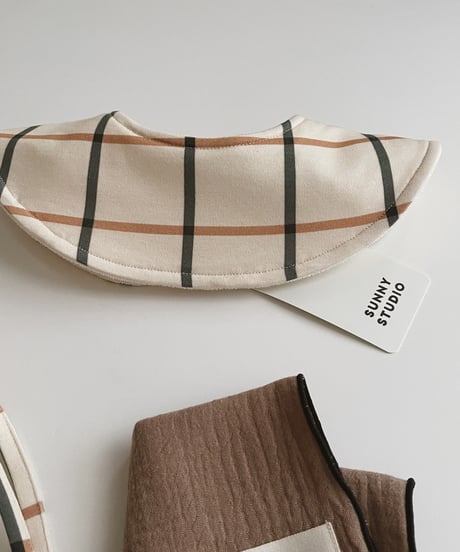 Organic cotton baby bib/Windowpane check