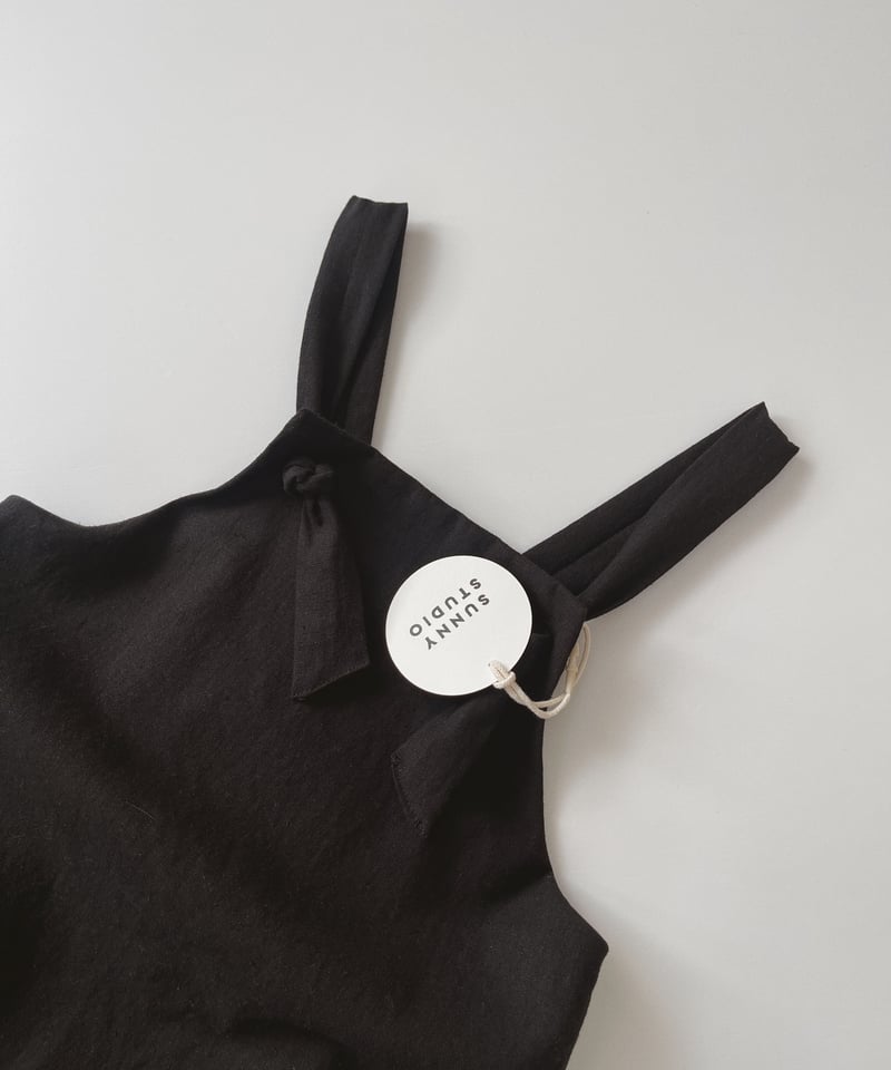 Taylor Linen Cotton Salopette/Black | SUNNY STUDIO