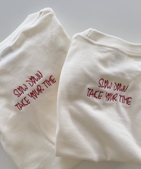 “Slow down take your time”embroidery tee for adults