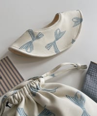 Organic cotton baby bib/ Ribbons/blue