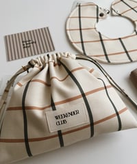 Organic cotton drawstring pouch/Windowpane check