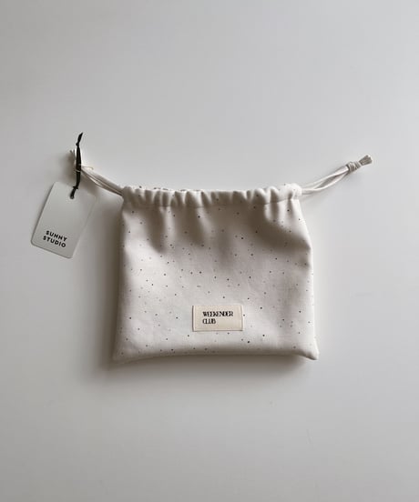 Organic cotton drawstring pouch/ Clay /off-white