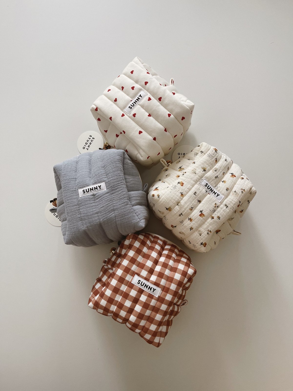 Organic cotton quilted boxy pouch/M/4color | SU