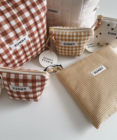 Organic cotton quilted pouch/Big/5colors