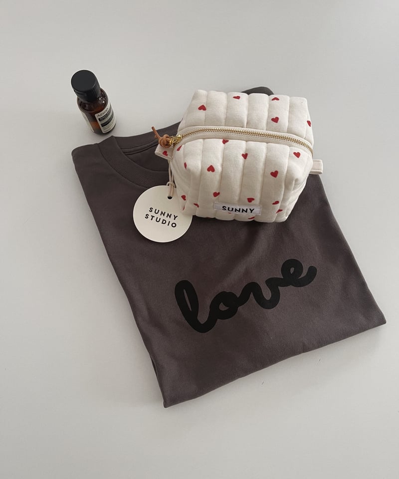 organic cotton quilted pouch/Heart/red | SUNNY