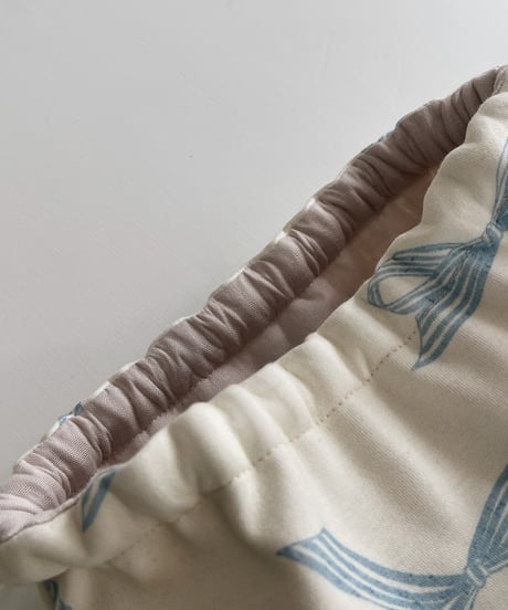 Organic cotton drawstring pouch/Ribbons/blue