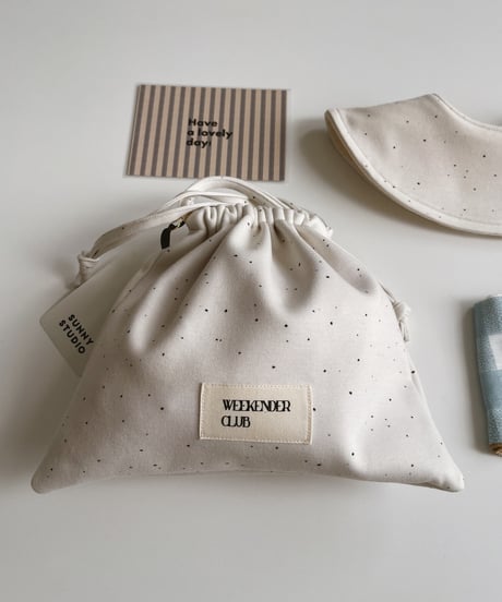 Organic cotton drawstring pouch/ Clay /off-white