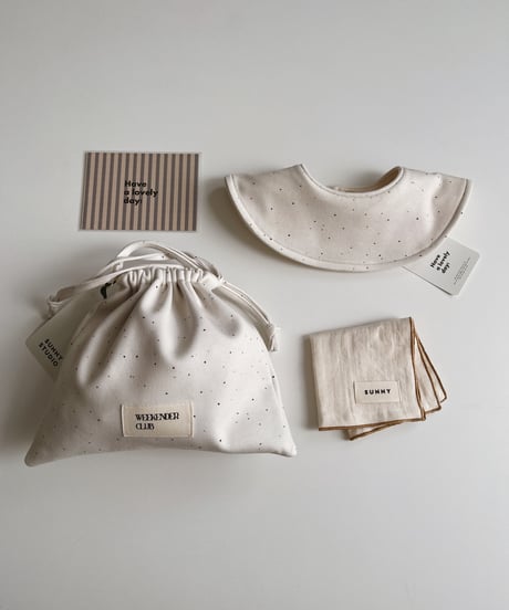 Organic cotton baby bib/ clay/off-white