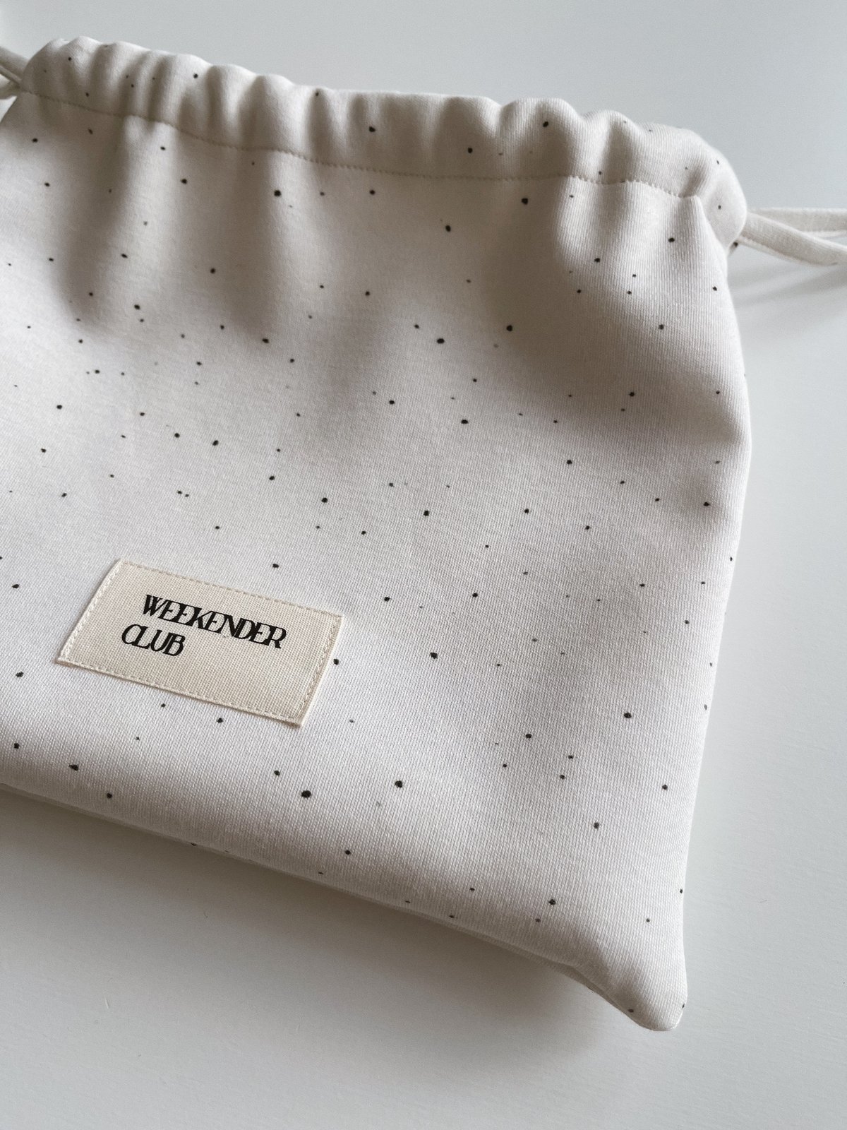 Organic cotton drawstring pouch/ Clay /off-whit