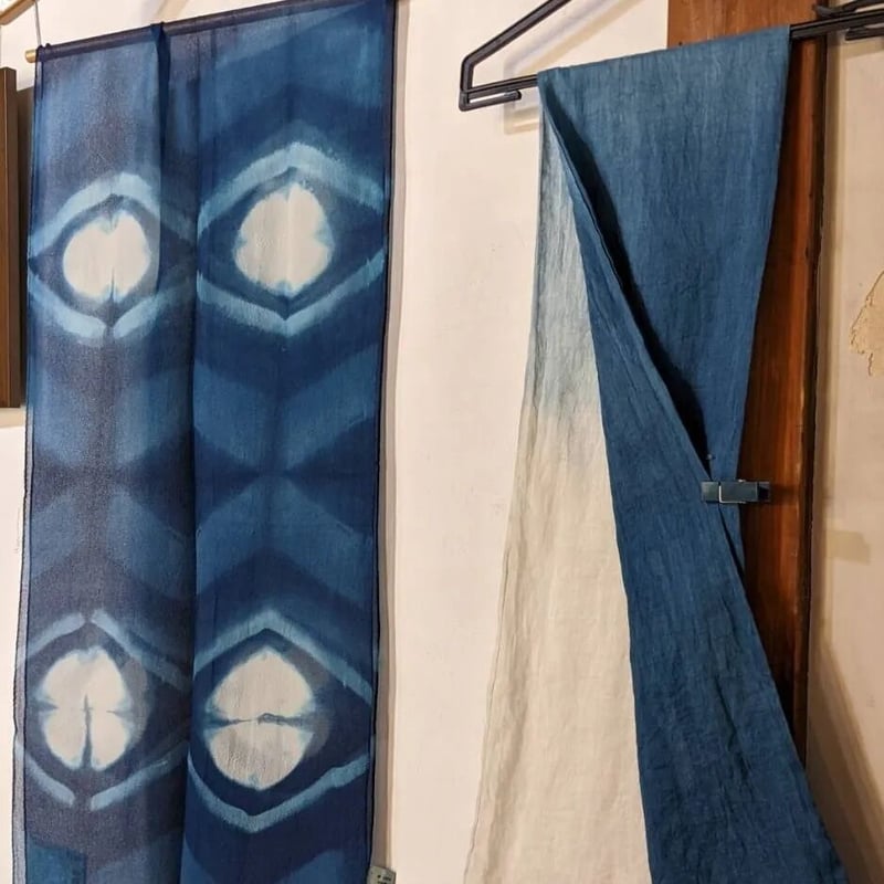 藍染めシルクストール(川俣シルク)/とこ | Artisan-mam.西商店