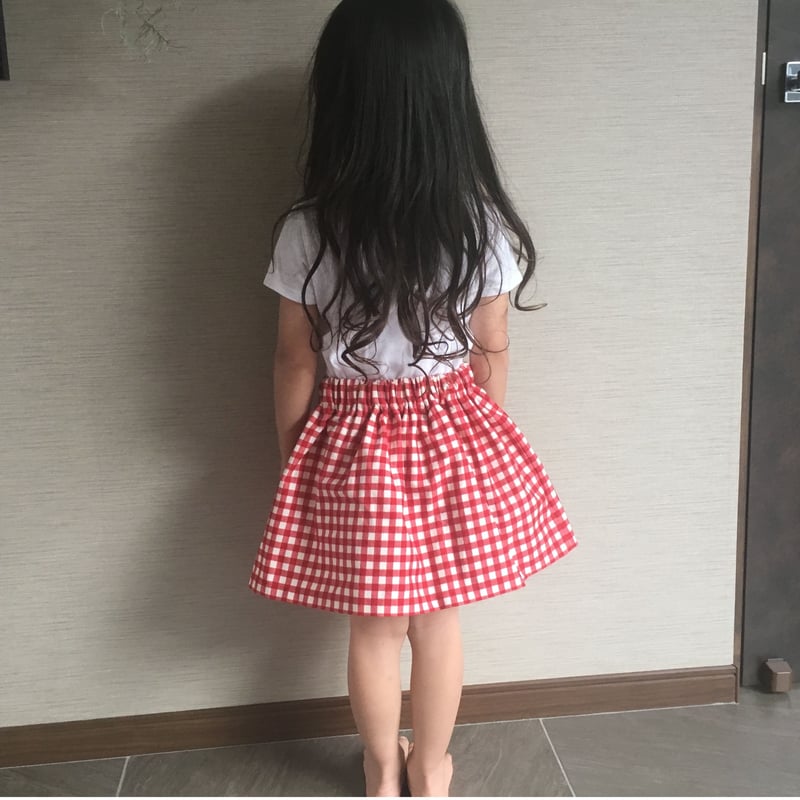黒ギンガムチェックギャザースカート kids size | haru_since2012