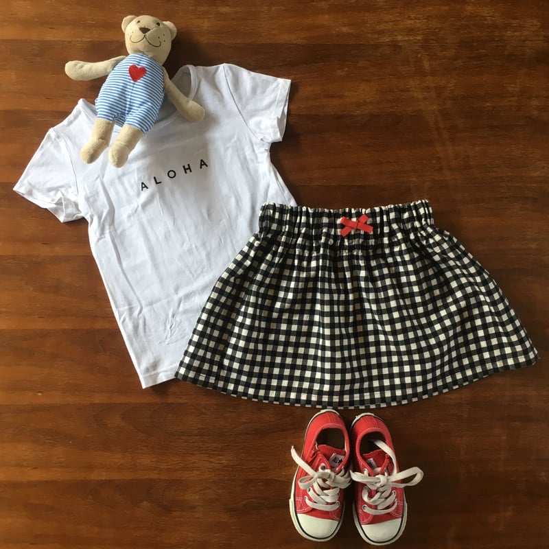 黒ギンガムチェックギャザースカート kids size | haru_since2012