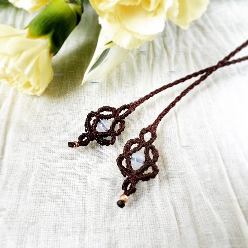 内なる光を灯す☆カンテラオパール 天然石マクラメネックレス/お守りアクセサリー 内なる光を灯す☆カンテラオパール 天然石マクラメネックレス/お守り