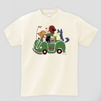 ビートルに乗った犬のTシャツ　メンズ　Mサイズ　（送料込み！）