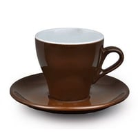 ACF CAPPUCCINO CUP 5.5oz (6 cups & saucers set) WHITE / BROWN