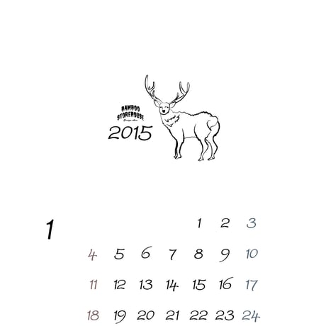 2015年カレンダー動物編１〜６月（iPhone用）
