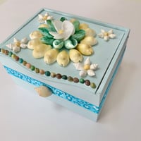 夏休みの工作におすすめ　貝殻宝箱　ボックスキット　※ブルー