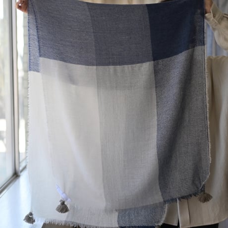 【New Color】 Wool Chambray Tassel Stole