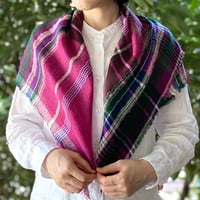 シルク/ウール マドラスチェックスカーフ