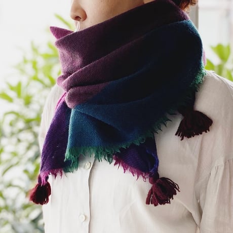 ウールシャンブレーのタッセルストール [7色]