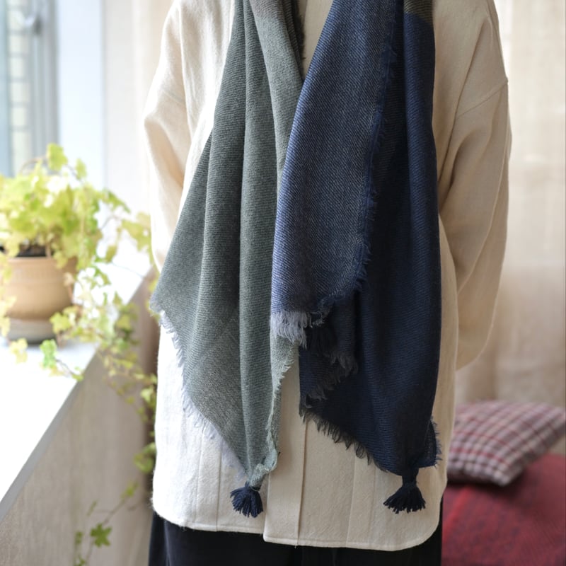 COOVA ウール ストール グレー 日本製 フリンジあり NEW】 Wool Chambray Tassel Stole | COOVA ONLINE SHOP