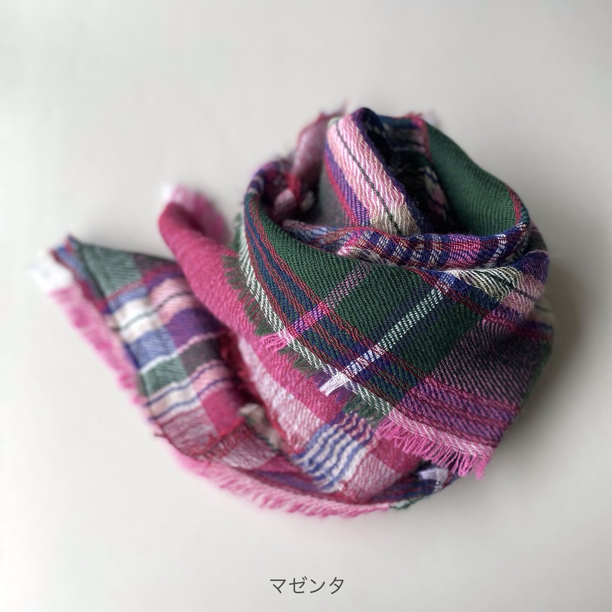 シルク/ウール マドラスチェックスカーフ | COOVA ONLINE SHOP