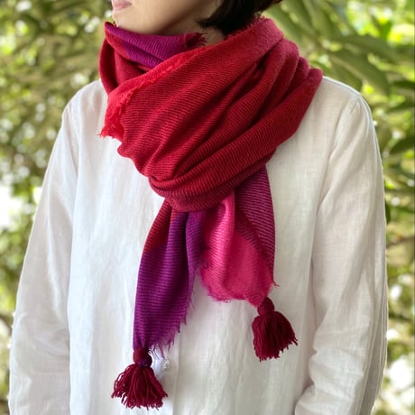 ウールシャンブレーのタッセルストール [7色]