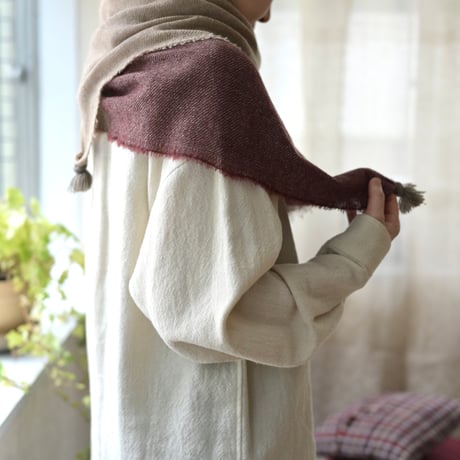 【New Color】 Wool Chambray Tassel Stole