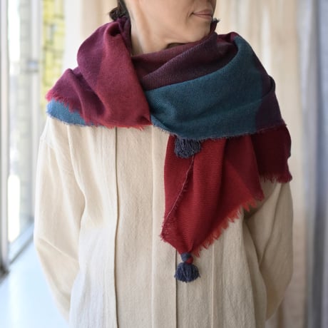 【New Color】 Wool Chambray Tassel Stole