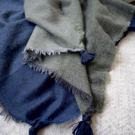 【New Color】 Wool Chambray Tassel Stole