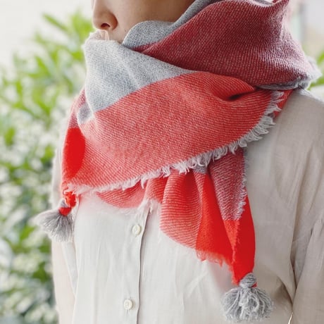 ウールシャンブレーのタッセルストール [7色]