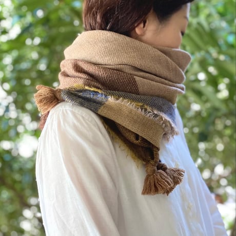 ウールシャンブレーのタッセルストール [7色]