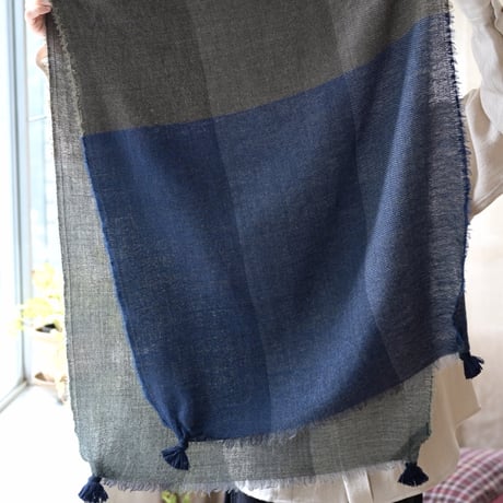 【New Color】 Wool Chambray Tassel Stole