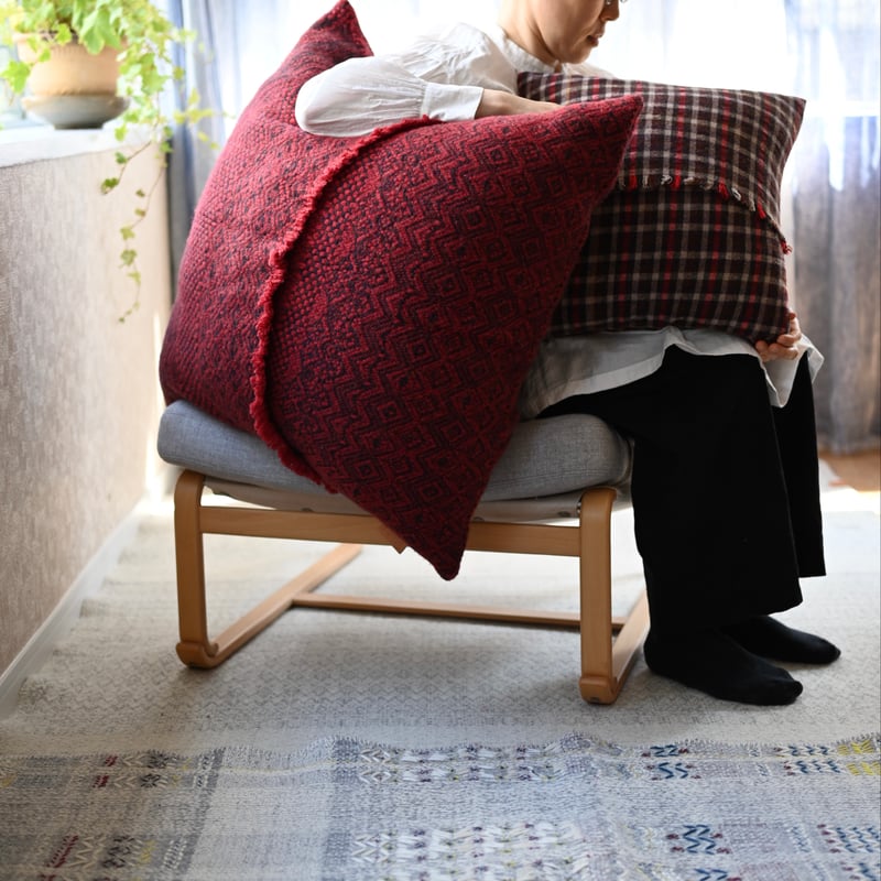 アンティークフランス コーラル 赤珊瑚オービュッソン織タッセル付クッションカバー 民族クッション | COOVA ONLINE SHOP