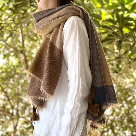 ウールシャンブレーのタッセルストール [7色]