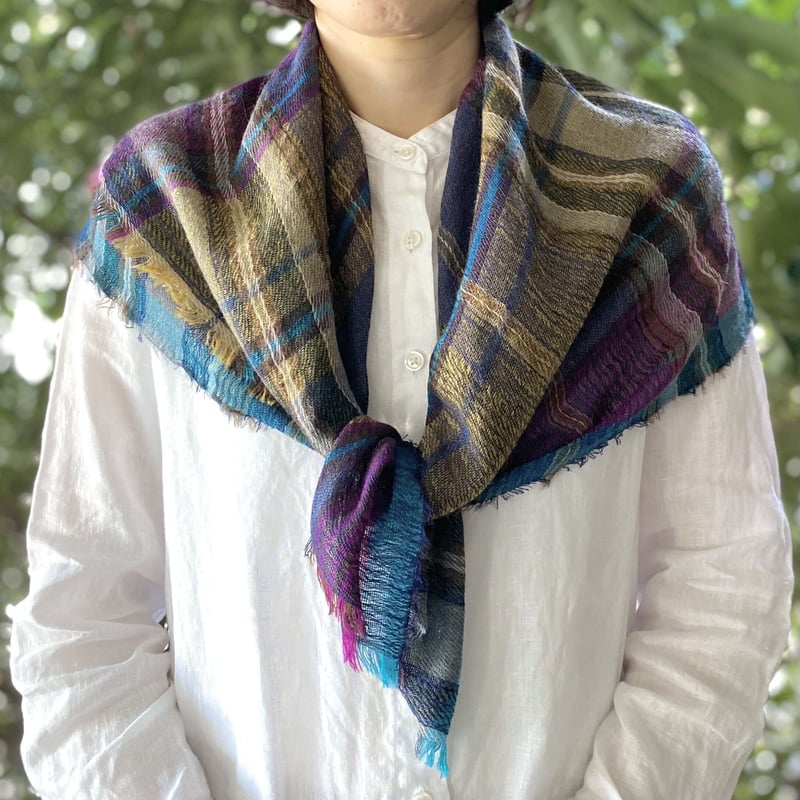 シルク/ウール マドラスチェックスカーフ | COOVA ONLINE SHOP