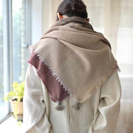 【New Color】 Wool Chambray Tassel Stole