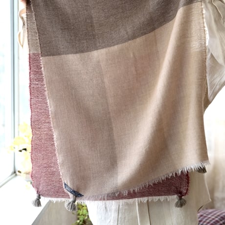 【New Color】 Wool Chambray Tassel Stole