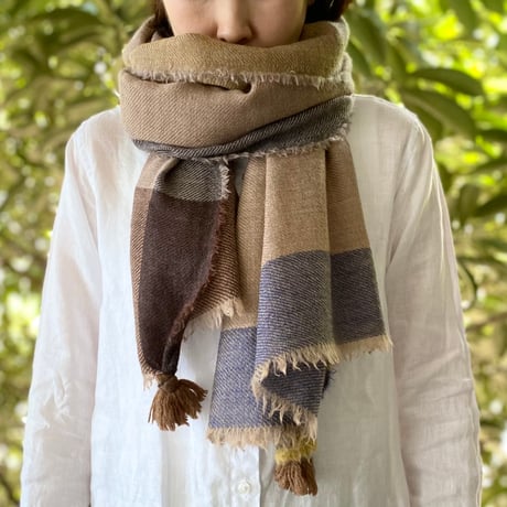 ウールシャンブレーのタッセルストール [7色]