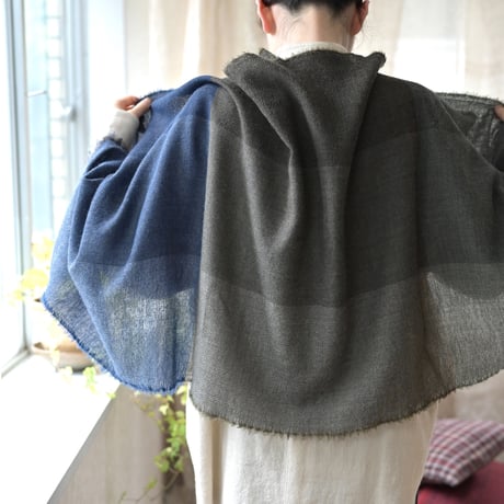 【New Color】 Wool Chambray Tassel Stole