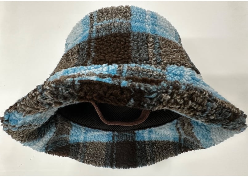 🔵バケット サウナハット 🔵Bucket Sauna Hat 青チェック柄 ボア
