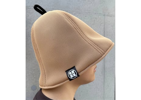 ハード キャメル ステッチ 裏ブラック✅ダブル!! 次世代 3層構造 ポリエステル・メッシュ素材 特大サイズ! サウナハット リバーシブル オリジナル商品 男女兼用 ゆったり