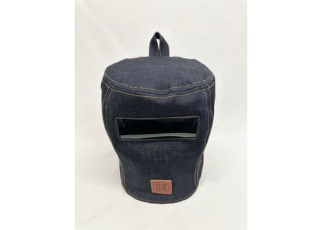 初 トリプル仕立て! 革タグ 💠デニム💠フルフェイス ハッキリ見える!! スモーク 小窓付 ✅ 世界初! Sauna Armor 虚無僧 サウナハット