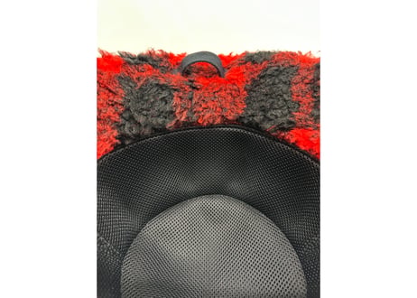 新型🔴⚫チェックボア⚫🔴革タグ バケット サウナハット  Bucket Sauna Hat ボア & メッシュ素材 オリジナル商品 男女兼用