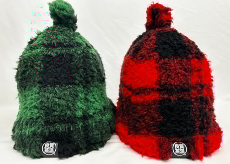 【美品】良質蒸温　ベストサウナハット　ボア素材サウナハット　グレー系チェック 美品】良質蒸温 ベストサウナハット ボア素材サウナハット
