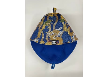 青竜 👘 着物生地 👘 和柄 トリプル仕立て! 3枚重ね 厚手メッシュ! ✅メッシュ素材 サウナハット  Japanese pattern