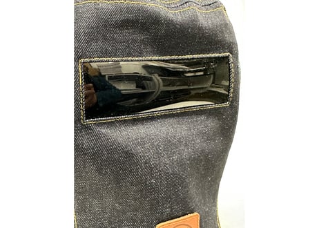 初 トリプル仕立て! 革タグ 💠デニム💠フルフェイス ハッキリ見える!! スモーク 小窓付 ✅ 世界初! Sauna Armor 虚無僧 サウナハット